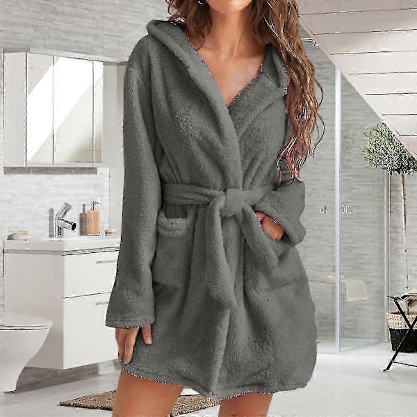 Dame Håndkle Morgenkåpe Med 2 Lommer Pustende Komfortabel Jumpsuit For Kvinner Jente Dame p20241126434 s20241224427 Grey 2XL