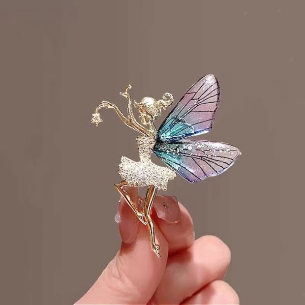 Änglavingar Zirkonia Brosch, Rhinestone Flickas Klänning Brosch Bröllopsbukett Slipsnål Smycken för Mors Dag Present