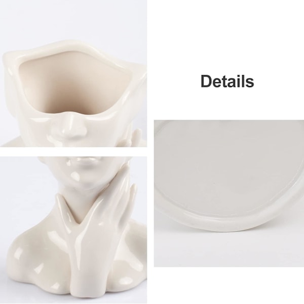 Vit Keramisk Ansiktsvas, Kvinnlig Form Huvud Halv Kropp Byst Vaser Boho Feministisk Minimalism Dekorativ Modern Nordisk Stil Blomvas