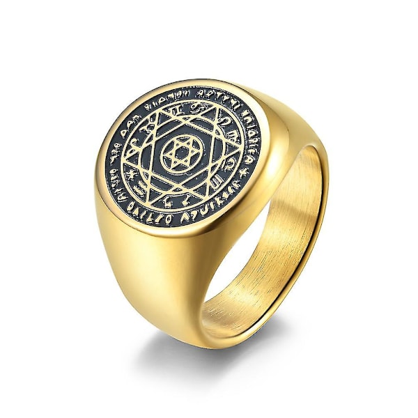 Hexagram De Sju Ringarnas Sigill Rostfritt Stål Salomos Sigillring Finger Lyckobringande Män Honom Smycken