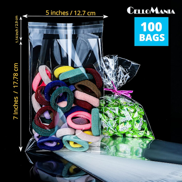 Transparenta Cellofanpåsar 100-pack (11*16cm) - Självhäftande Små Transparenta Påsar, Kakpåsar Perfekta för Godis, Presenter, Smycken, A6-A10 Kort 11*16cm