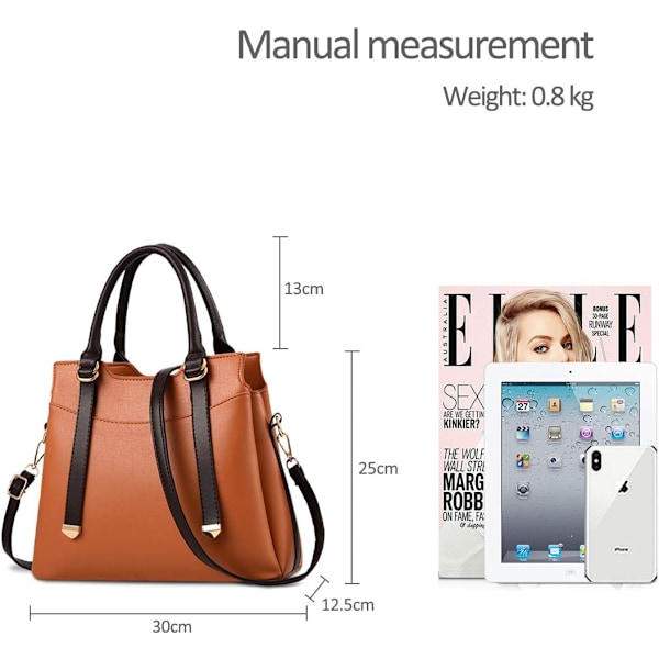Damehåndtasker, Elegant Tote Bag med Top-Håndtag, Skuldertaske, Patent Læder Håndtaske, Arbejdstaske til Damer Naranja oscuro