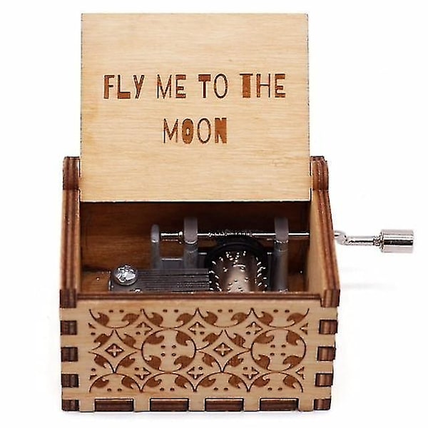 FLY ME TO THE MOON Vintage H Handvevad Trä Speldosa 30 Noter