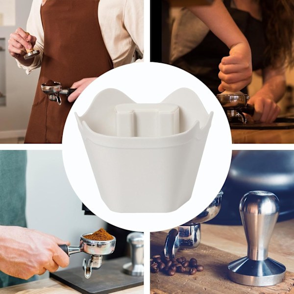 Espressomaskin Tilbehør - Kaffebøtte, 12,6 cm/4,96 tommer Espresso Kaffegrumsbeholder for Hjem, Kafé, Kaffebar White