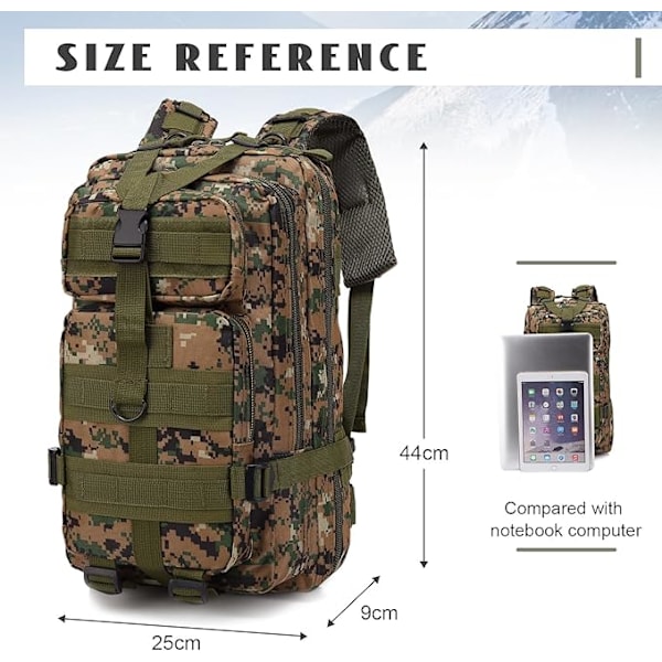 30L Vedenpitävät vaellusreput Monitoiminen matkareppu Vaellus Ulkoilu Pyöräily Kiipeilyreppu Camuflaje Color 02