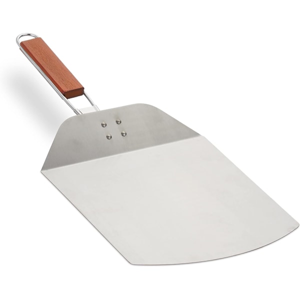 Sammenleggbart trehåndtak, BxD 24 x 25,5 cm, pizza og brød, tre, stål, sølv/brun, rustfritt stål