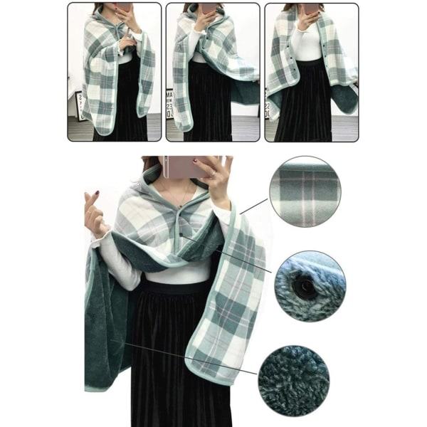 Lady Multifunktionell Dubbelskiktad Tartan Rutig Filt, Halsduk Sjal Bärbar Filt Mjuk Sjal, Stor Varm Mjuk Sjal Wrap, Filt Vinter Varm green