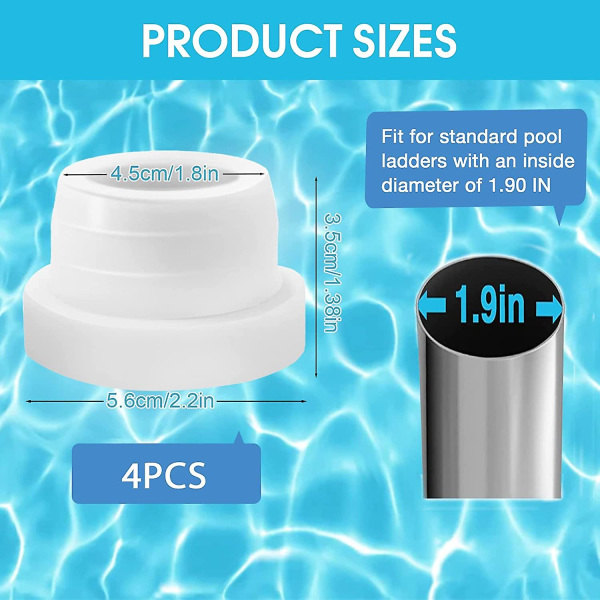 4 st pooltrap bumpers för inground pool, vita gummibumpers för inground pool stegar passar 1,90 pool stegar