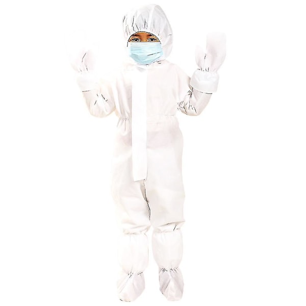 Säkerhetsskyddskläder Engångsoverall Dammtäta Kläder Nonwoven Andningsbara Isoleringskläder Arbetsdräkt Heldräkt Kostym För Barn White Height 150-160cm