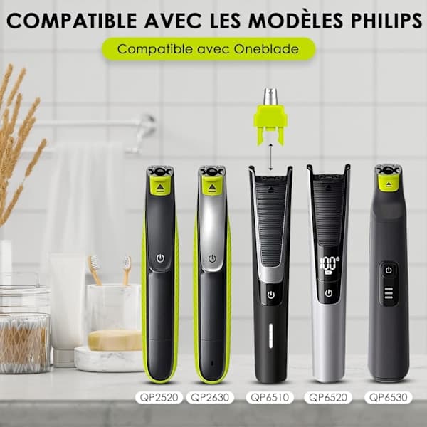 2 stk Philips OneBlade nese- og øreblader, bladbytter