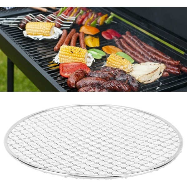 Rund grillrist i rustfrit stål 33 cm holdbar rund grillrist med jævn tilberedning til grillning, bagning og dampning