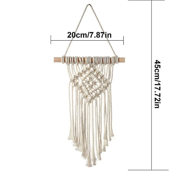 Macrame väggdekoration med bomullsrep, handvävd bohemisk gobeläng, geometrisk konst, vacker heminredning