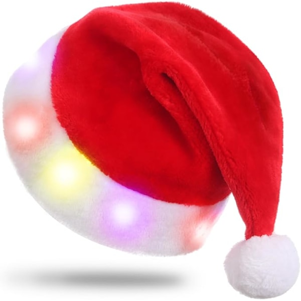 Julemandshat til børn, LED-julehat med lys, Julemandshat, Julehat, Julehat, Julemandshat med lys