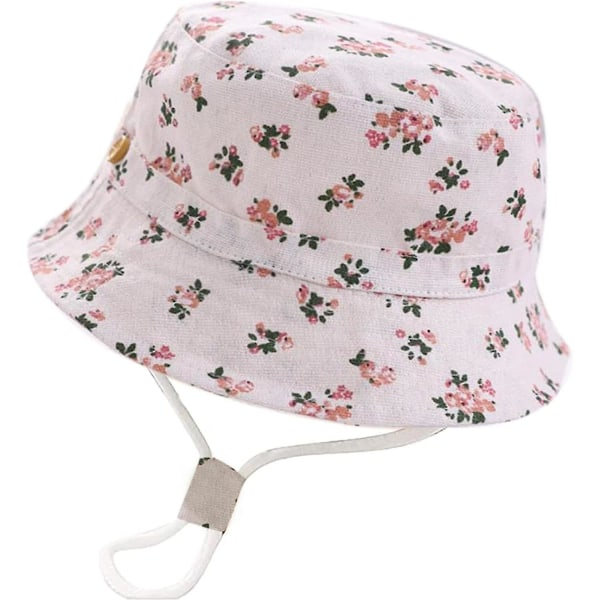 Barnesolhatt Justerbar Solhatt Pustende Strandhatt For Gutter Jenter_ll 12-24 Måneder Floral Beige