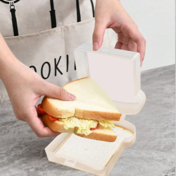 Bærbar toastbrød sandwichboks - Brødopbevaring i hvedestråmateriale grå gery