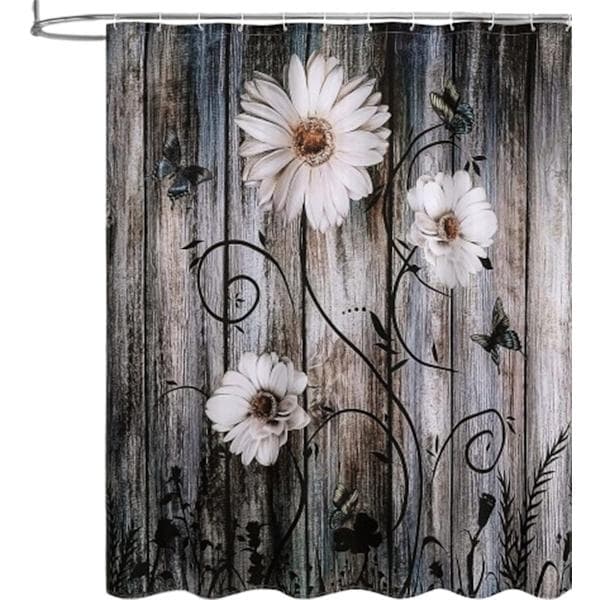 Bruseforhæng - Moderne blomstret bruseforhæng - Skimmelresistent - Vaskbart - 180 x 200 cm