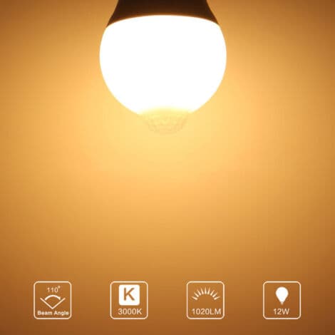 E27 LED-lampa med PIR-rörelsesensor för hall, sovrum, trapphus, 85-265V, varmvit