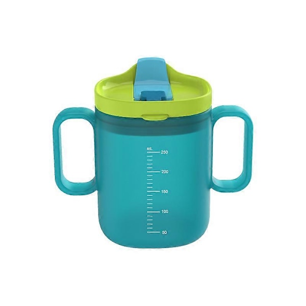 Sippkopp för vuxna för äldre, konvalescentmatningskopp drickskopp med sugrör för funktionshindrade patienter mammakoppar utan spill med handtag och lock Blue 300ml