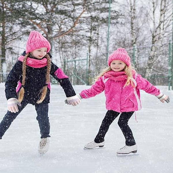 par med vinterhandskar för barn, varma helfinger vantar stickade DXGHC