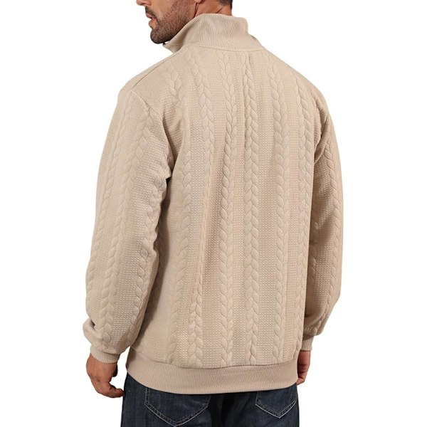 Halv dragkedja tröjor för män stickad pullover jumper långärmad jacquard tröjor khaki