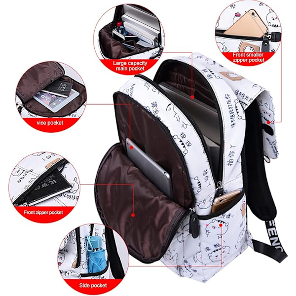 Ryggsäck för tonårsflickor, högstadieelever, utomhusryggsäck med USB-laddningsport, 19 liter