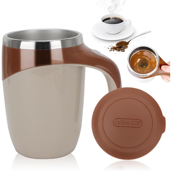 Selvrørende kopp, magisk krus, melk, kaffekopp, smart krus for kaffe. Brown