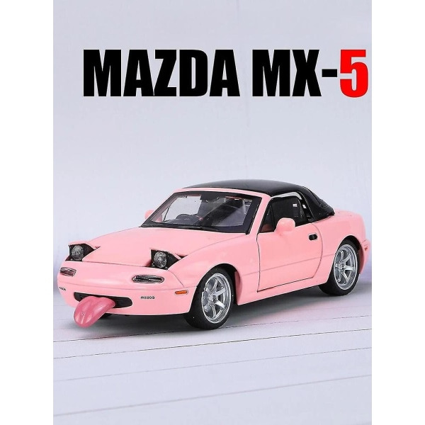 1/32 Mazda Mx-5 Miniatyr Diecast Mx5 Roadster Leksaksbil Modell Ljud & Ljus Dörrar Öppningsbara Samling Present till Barn Pojke Barn VIT