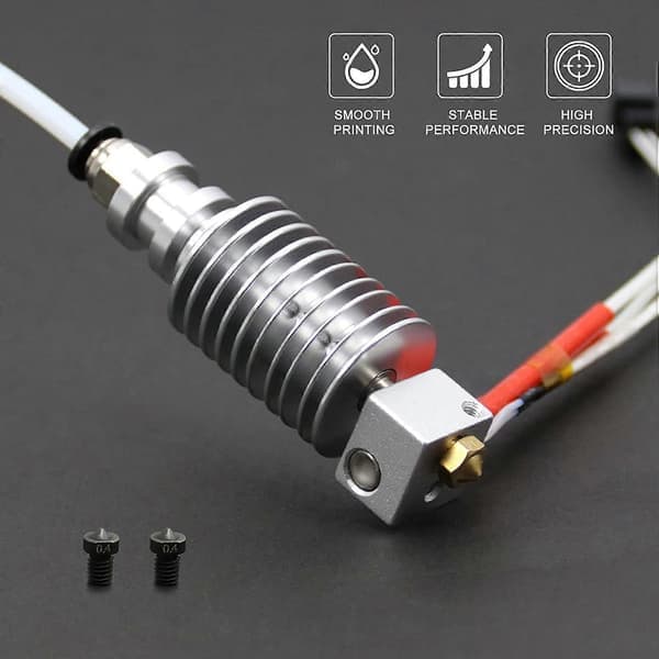 Til Anycubic I3 Mega Hotend 12V med 2 stk. hærdet stål 0,4 mm til E3D V6 dyser til ekstruder 3D-print Hotend
