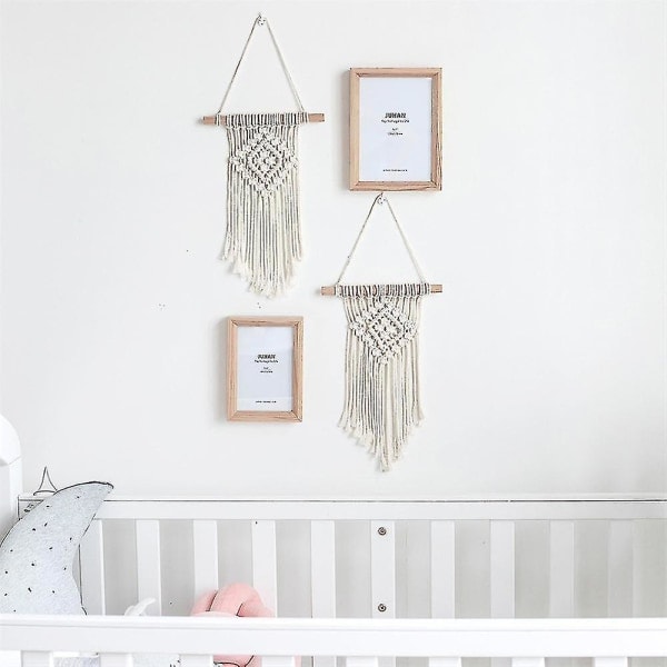 Macrame väggdekoration med bomullsrep, handvävd bohemisk gobeläng, geometrisk konst, vacker heminredning