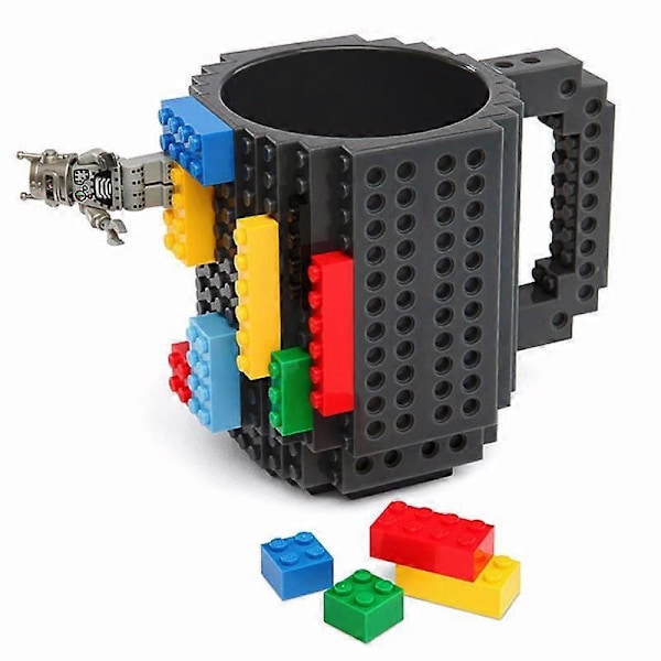 350 ml Sjov Byg En Klods Krus Nyhed Kaffekrus/Kopper Te Drikke Kop DIY Blok Puslespil Krus black