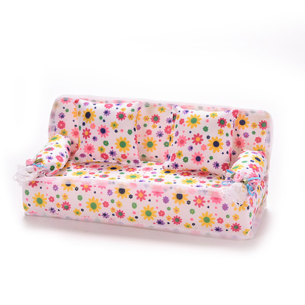 1 st/set soffa med 2 kuddar för Barbie docka barn dockhus