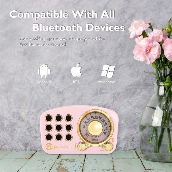 Retro Bluetooth -kaiutin, Vintage-radio - FM-radio vanhalla tyylillä