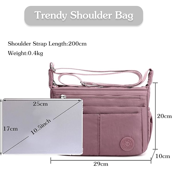 Skuldertasker til kvinder, Crossbody taske, Ultralet telefontaske, til arbejde, fest, bryllup, Vandtæt nylon Crossbody taske Pink