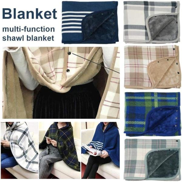 Lady Multifunktionell Dubbelskiktad Tartan Rutig Filt, Halsduk Sjal Bärbar Filt Mjuk Sjal, Stor Varm Mjuk Sjal Wrap, Filt Vinter Varm green