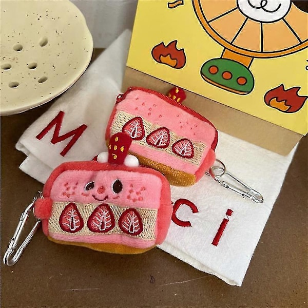 Mansikkakakku Kawaii Kuulokekotelo Pussi Pehmo Sarjakuva Söpö Kolikkokukkaro