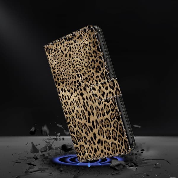 Plånboksfodral för Samsung Galaxy S25, Mönstertryckt PU Läder Flip Ställ Telefonfodral Leopardtryck