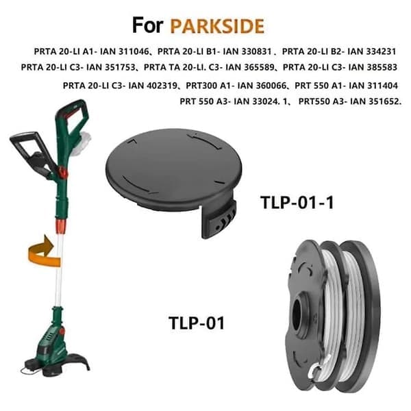 For Parkside gresstrimmer erstatningsspole + spoledeksel, TLP-01 / TLP-01-1