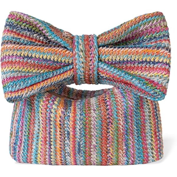 Olkilaukut naisille, kudottu rusettikäsilaukku, olkilaukut hääjuhliin, rantalomakassi Multicolor