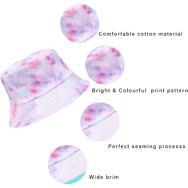 Bøttehatt Vendbar Sammenleggbar Tie Dye Hatter Dobbeltsidig Vendbar Strand Sol Barnehatter