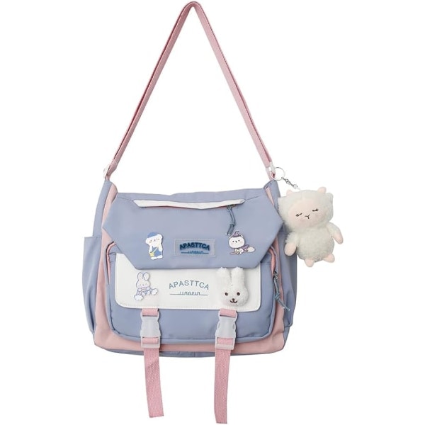 Kawaii Ryggsäck Japansk Skolväska med Kawaii Tillbehör Canvas Kawaii Skolväska Ita Väska Söt Messenger Väska Handväska för Tonårsflickor