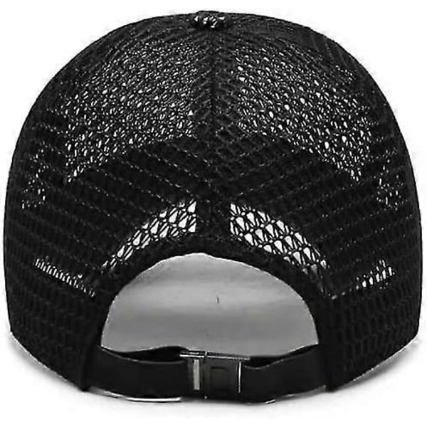 Unisex Åndbar Fuld Mesh Hat, Hurtigtørrende Løbehat, Sommer Mesh Baseball Cap Justerbar Kølende Vandsportshat Black