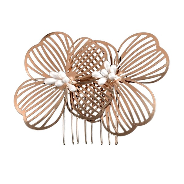 Brudehårkam i koreansk stil med blomsterdekor, sklisikker design, hårspenne, retro bryllupshodeplagg Light Blond