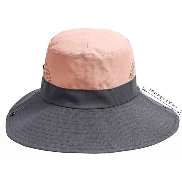 Sommarhatt för kvinnor, bredbrättad meshkeps, utomhusfiskehattar, UV-skydd, strandhatt för kvinnor Rosa