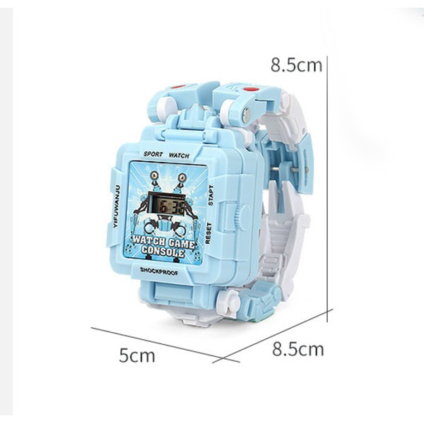 Transformerande Robot Barnleksaksklocka (Blå Spelklocka)