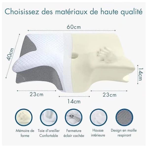 Ergonomisk Nackkudde i Memory Foam, Ergonomisk Memory Foam-kudde för Sido- och Magsovare