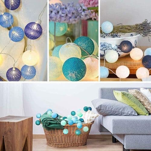 Bomullsbollsslinga - 3M 20 LED-bollsslinga för inomhusbelysning