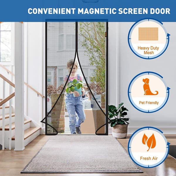 Magnetisk myggenet til dør (80x210, sort)