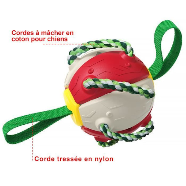 Læringsleker for kjæledyr, utendørstrening, interaktiv frisbee, tyggeball for hund, rød+hvit Red and white