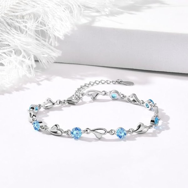 Armband för Kvinnor, 925 Sterling Silver Armband med Glittrande Zirkonia, Justerbara Kedjearmband, Bröllopssmycken för Bröllop