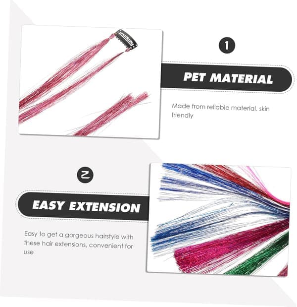 7 stk. glitterhårstrå, glitrende flettede hårextensions til kvinder, farverigt glitter til jul
